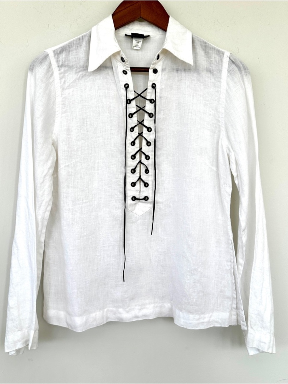 Banana Republic White Linen Lace-Up Tunic with Brown Cord Detail
